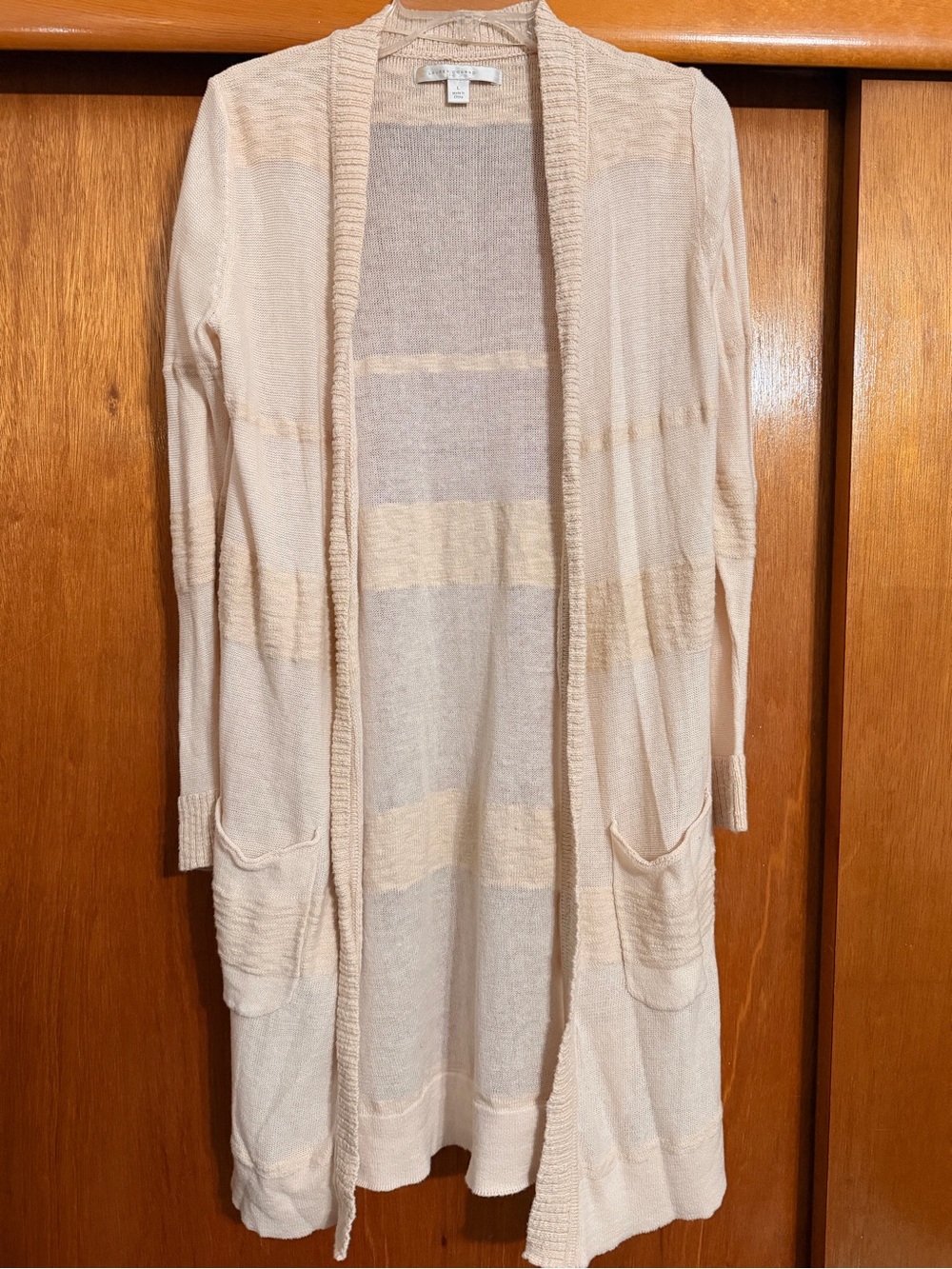 LC Lauren Conrad Cream Open-Front Long Cardigan size large